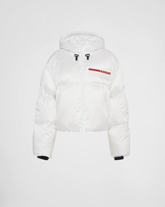 Cropped technical Re-Nylon down jacket