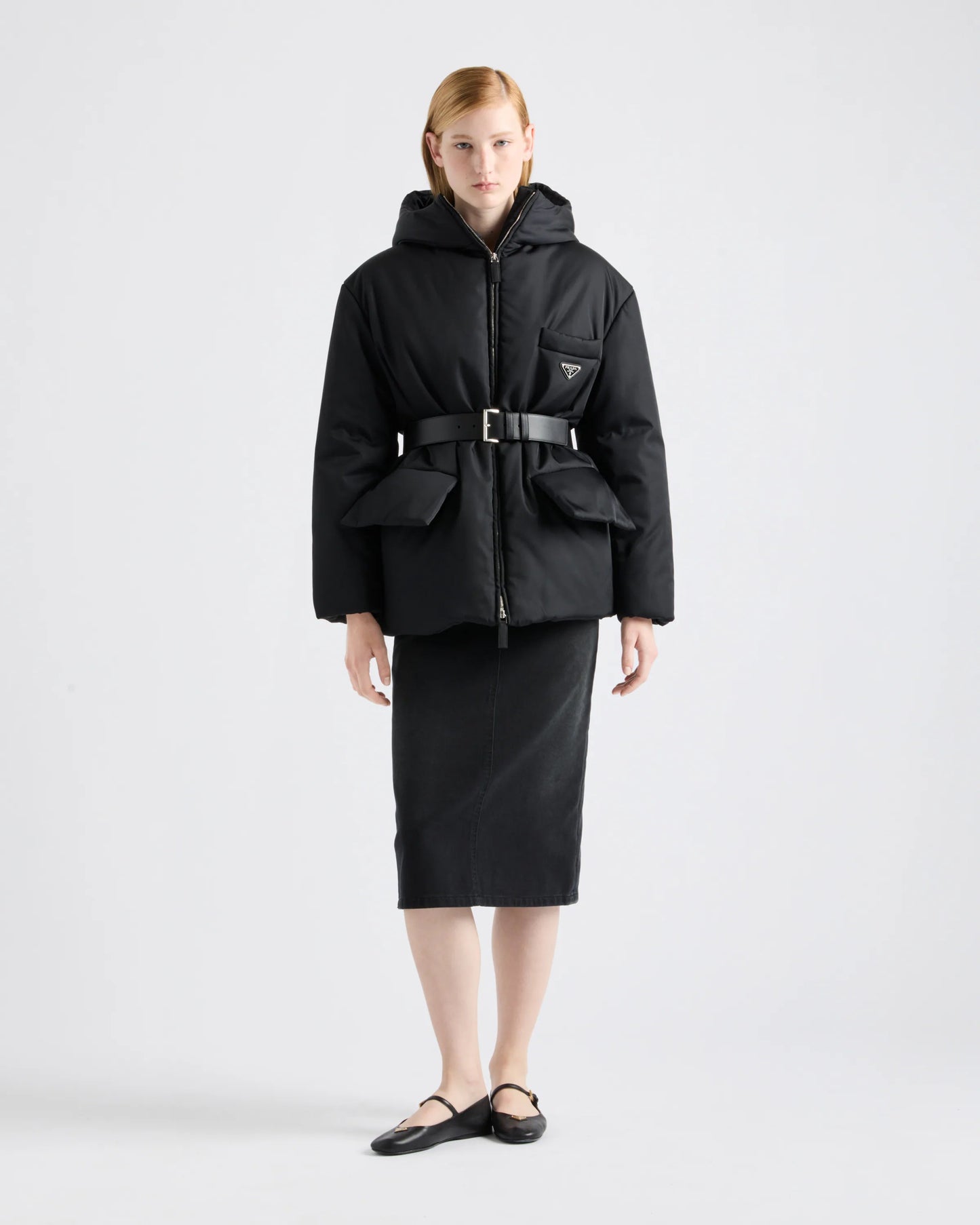 Re-Nylon hooded down jacket