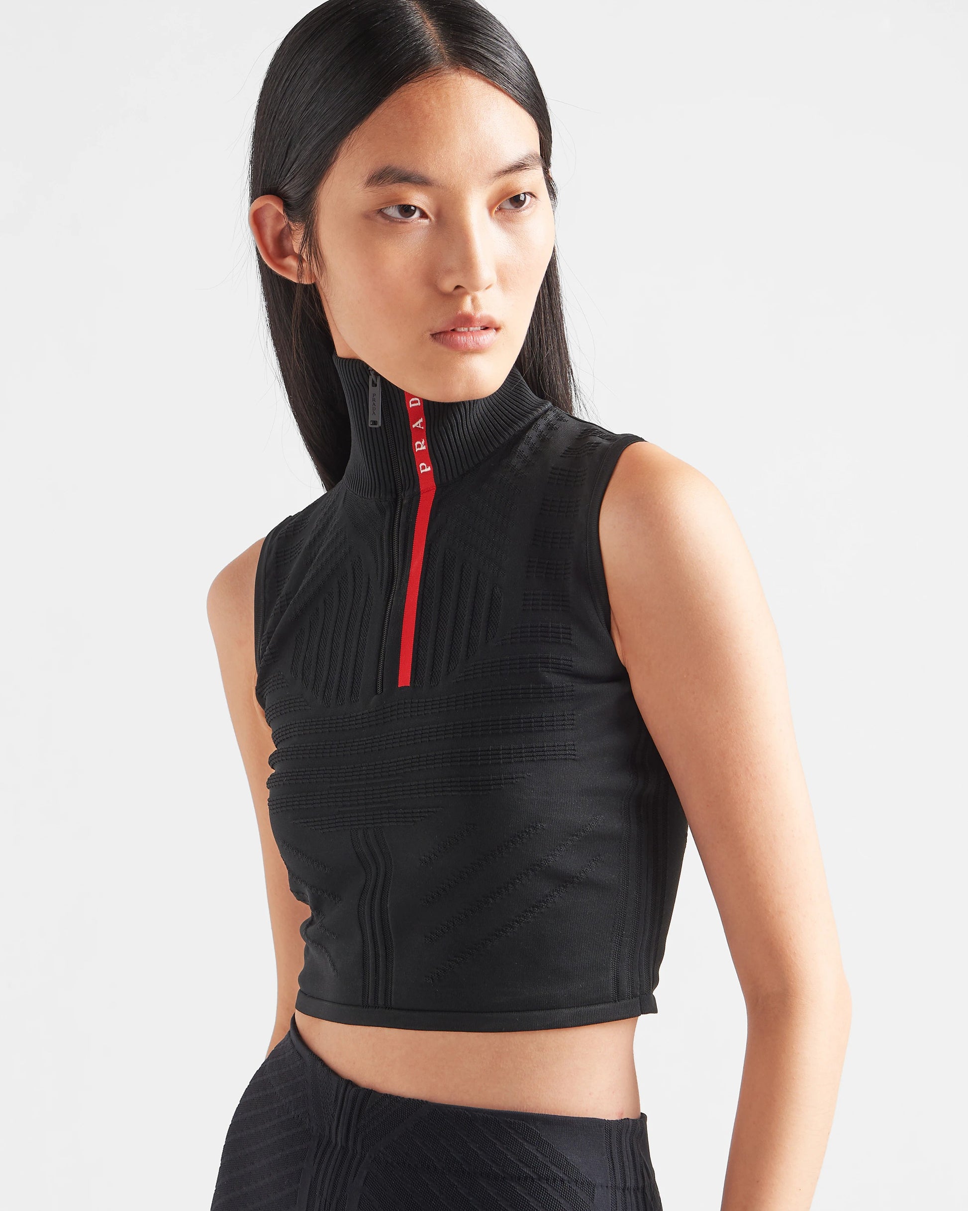 Tech Rec Re-Nylon piqué sleeveless top