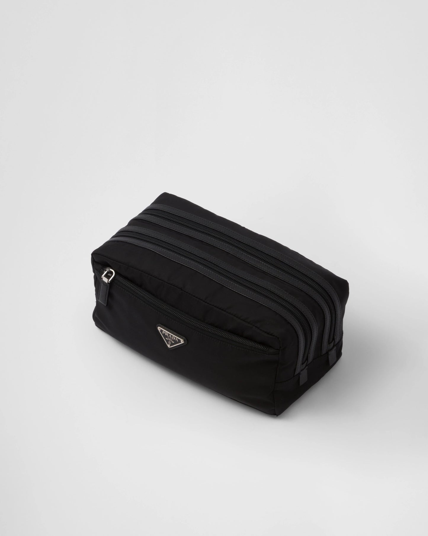 Re-Nylon and Saffiano leather travel pouch