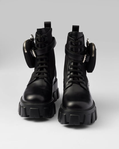 Monolith leather and Re-Nylon boots with pouch