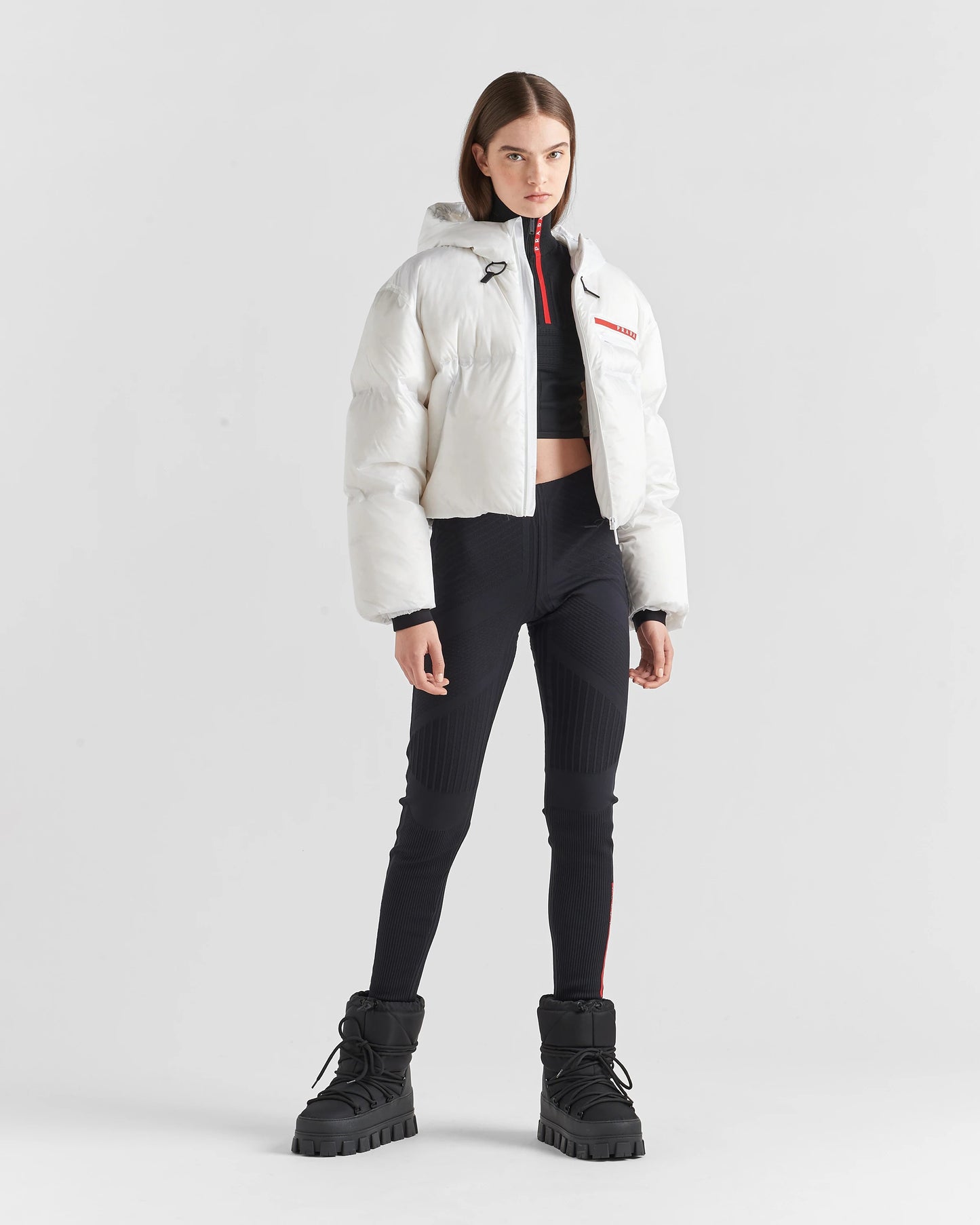 Cropped technical Re-Nylon down jacket