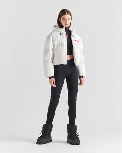Cropped technical Re-Nylon down jacket