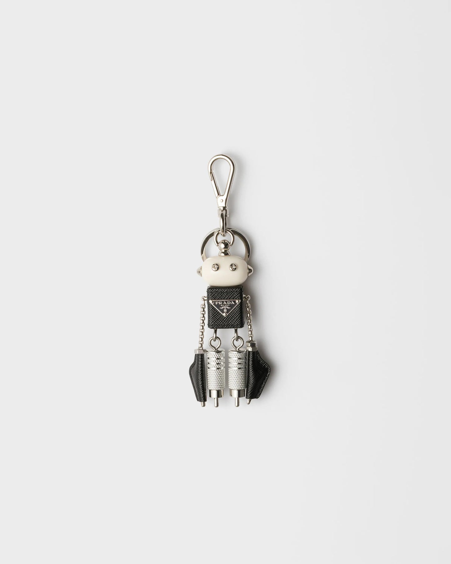 Robot Saffiano leather keychain charm