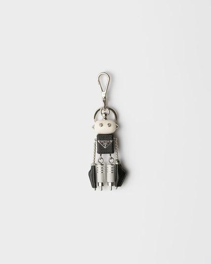 Robot Saffiano leather keychain charm