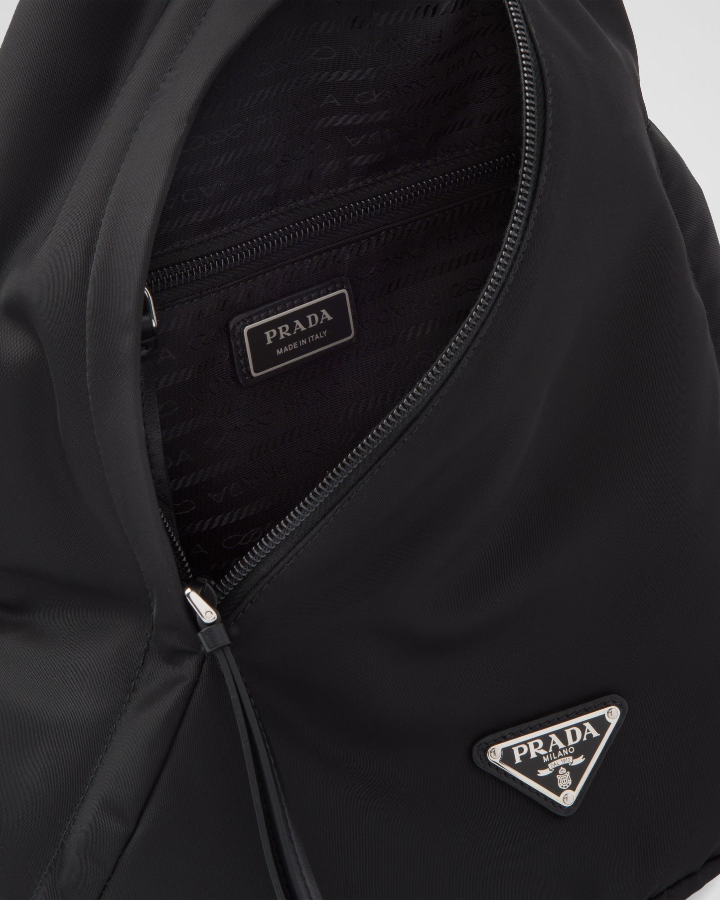 Re-Nylon and leather backpack