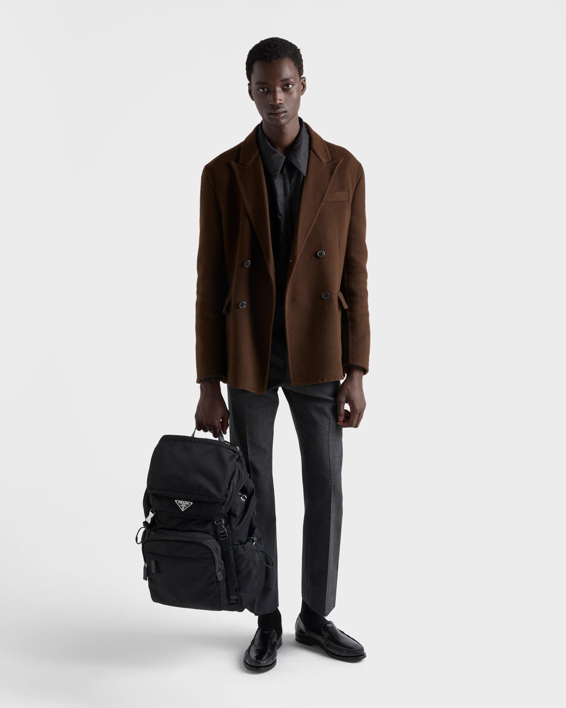 Re-Nylon and Saffiano leather backpack