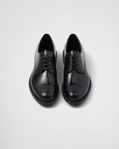 Brushed leather lace-up shoes
