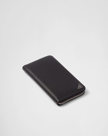 Saffiano leather zip around wallet