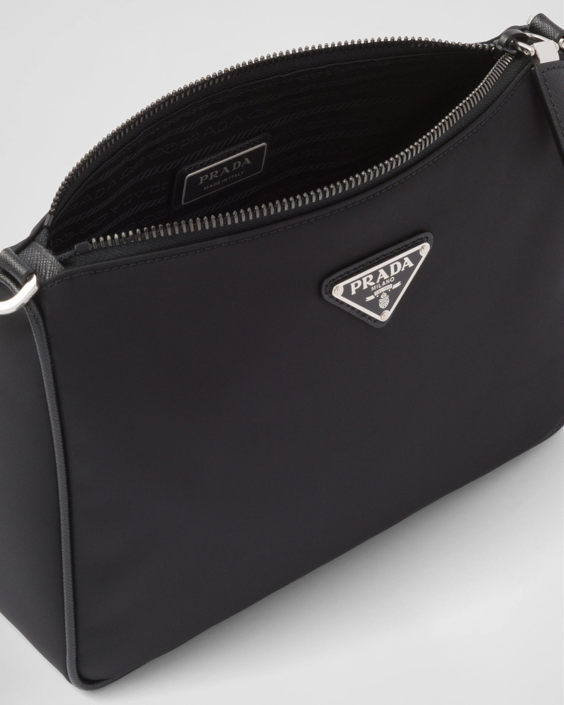 Re-Nylon and Saffiano leather shoulder bag