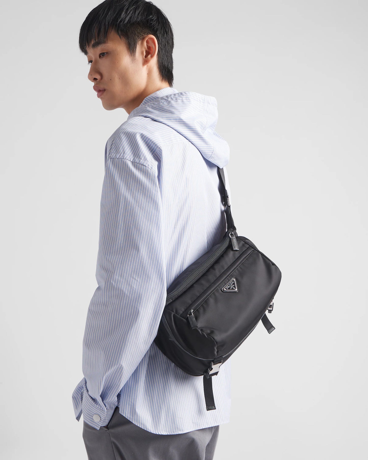 Re-Nylon and Saffiano leather shoulder bag