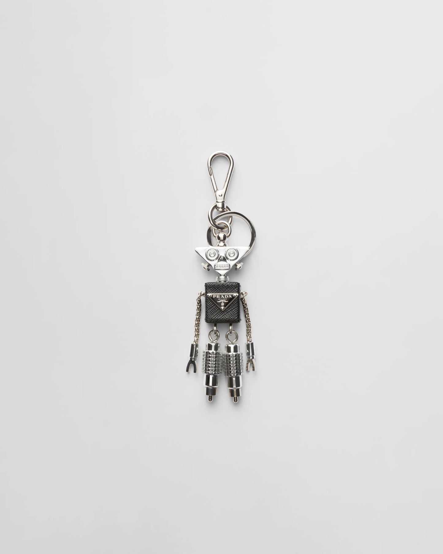 Robot Saffiano leather keychain charm