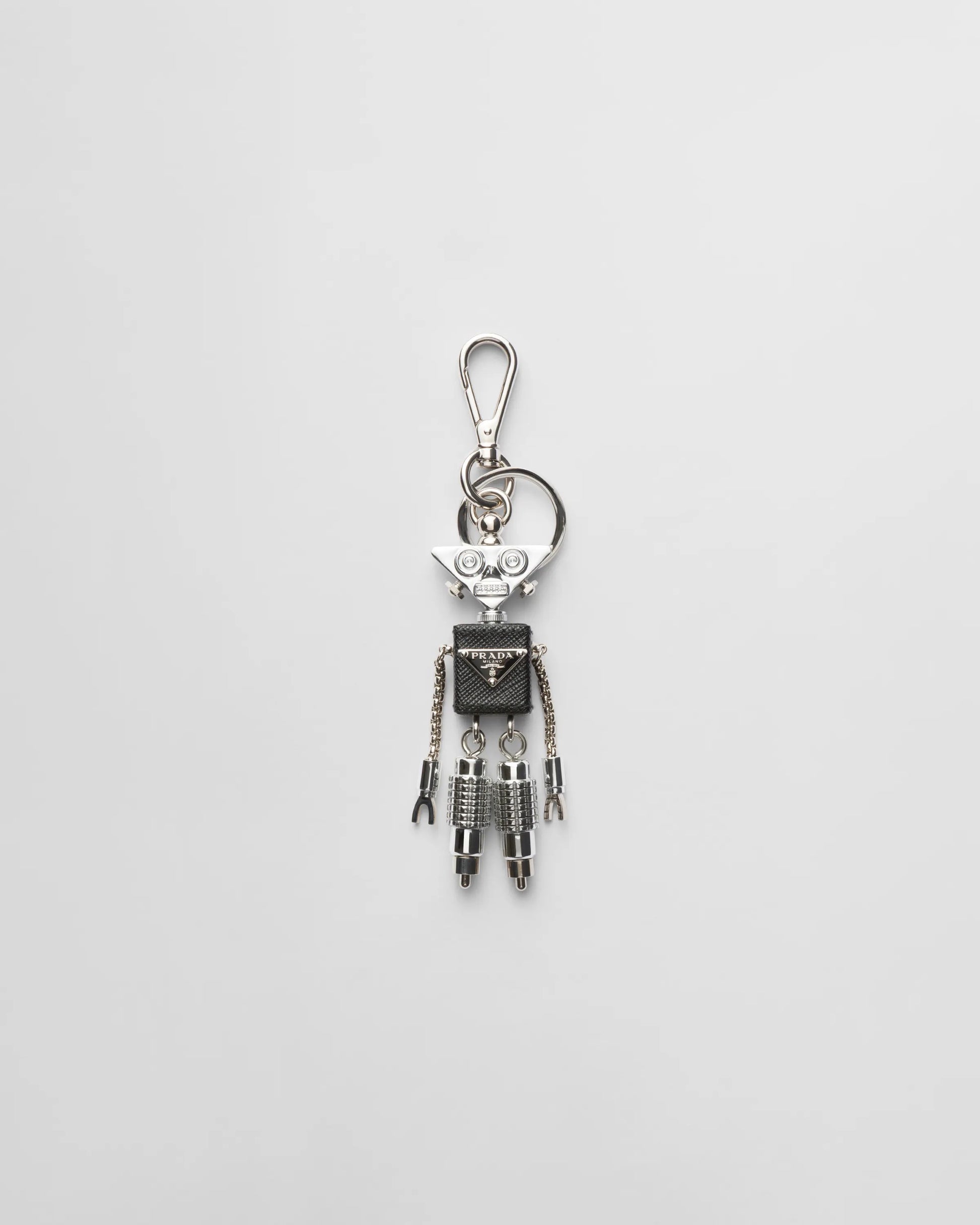 Robot Saffiano leather keychain charm