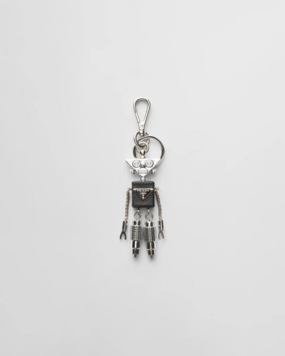 Robot Saffiano leather keychain charm