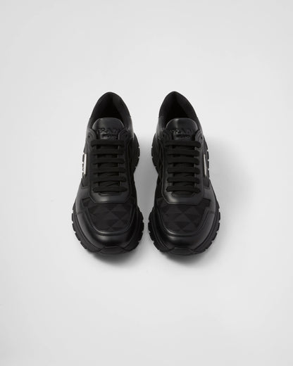 Leather and Re-Nylon high-top sneakers