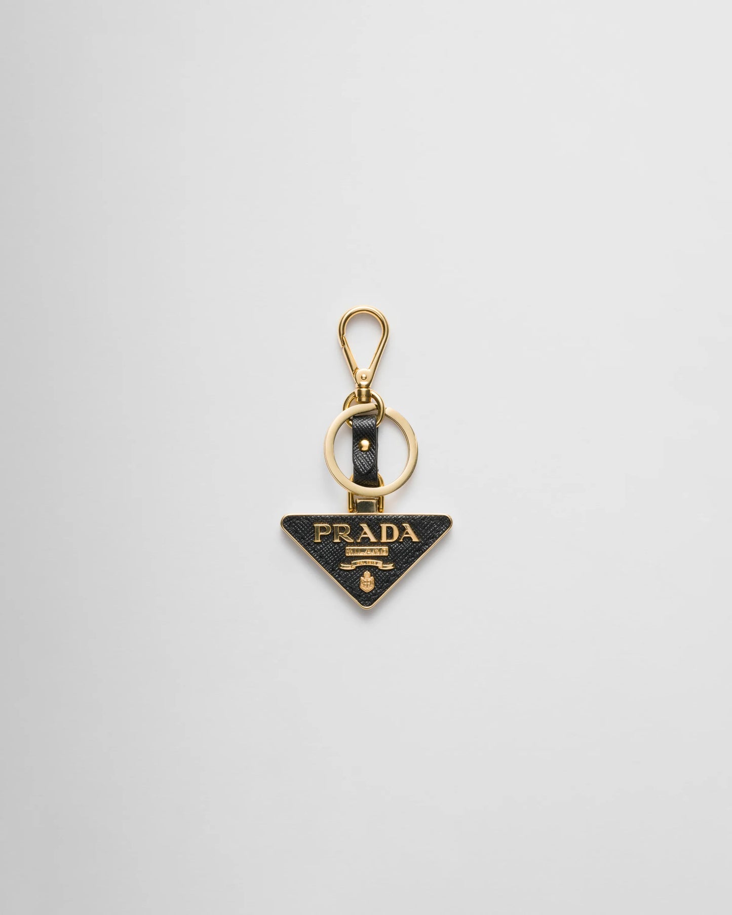 Saffiano leather and metal keychain