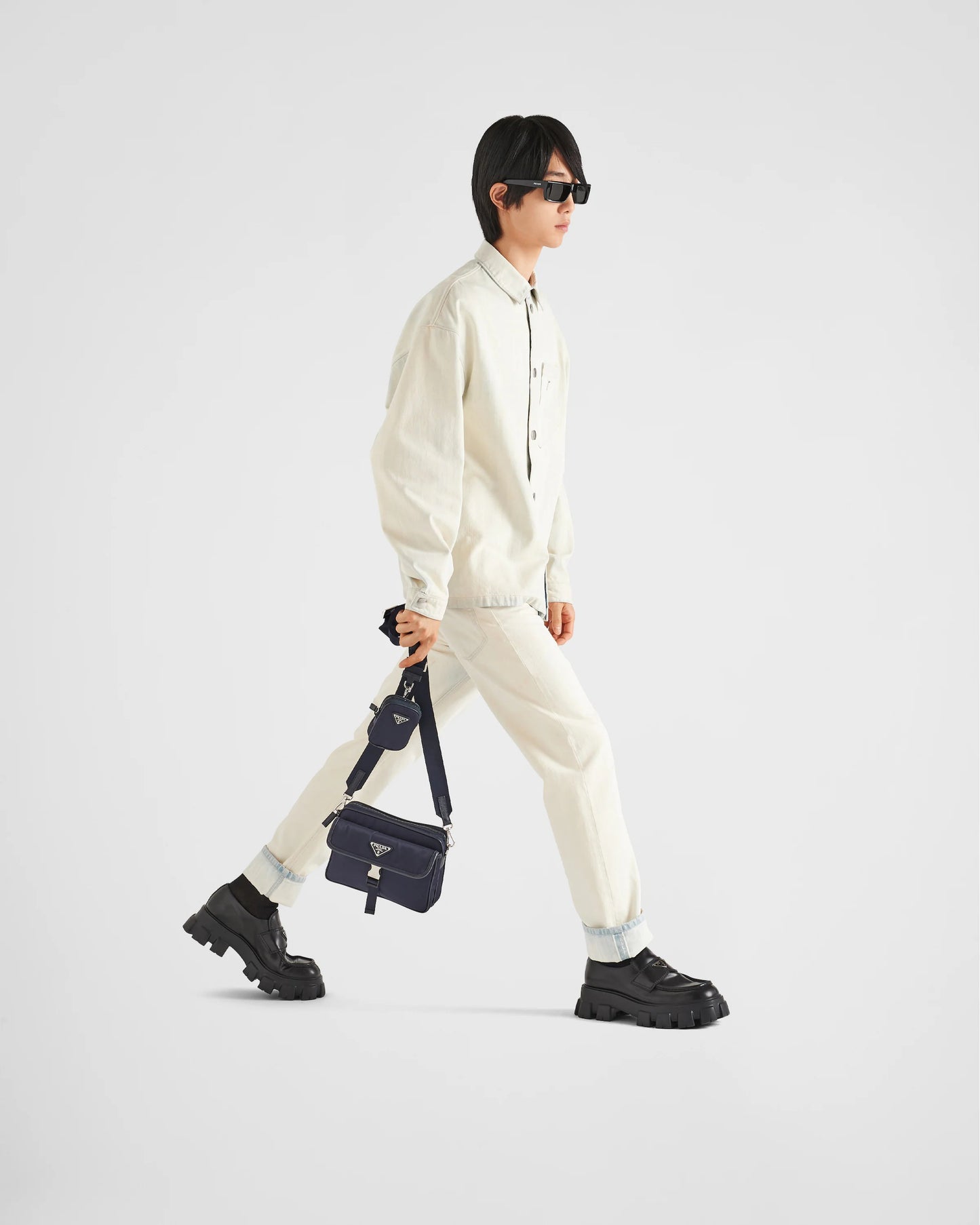Re-Nylon and Saffiano leather shoulder bag