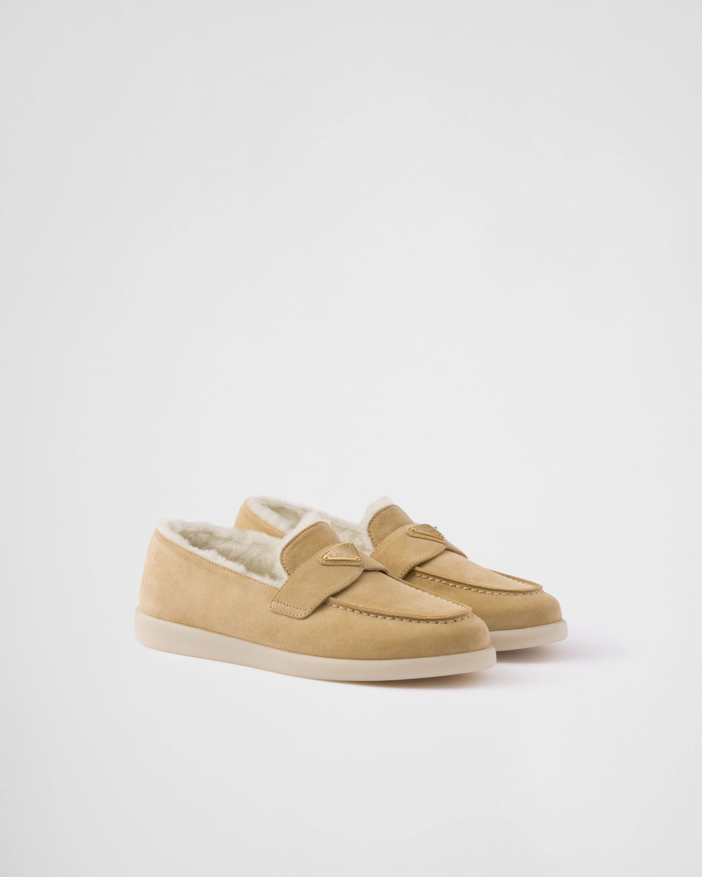 Suede and shearling loafers