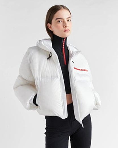 Cropped technical Re-Nylon down jacket
