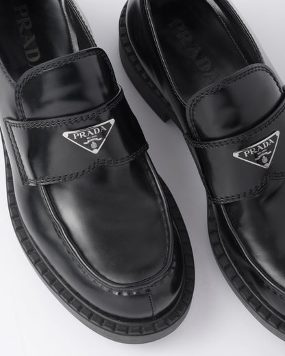 Chocolate brushed leather loafers