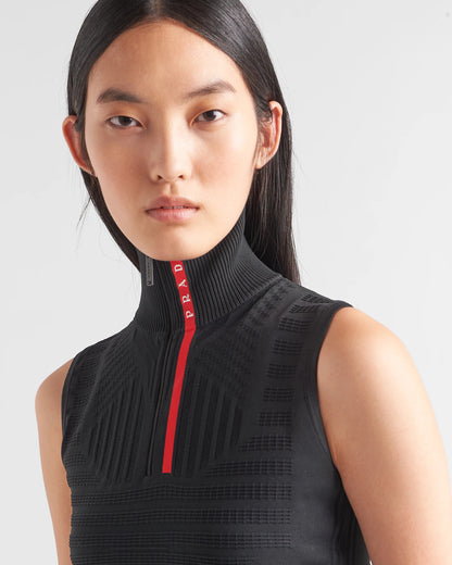 Tech Rec Re-Nylon piqué sleeveless top
