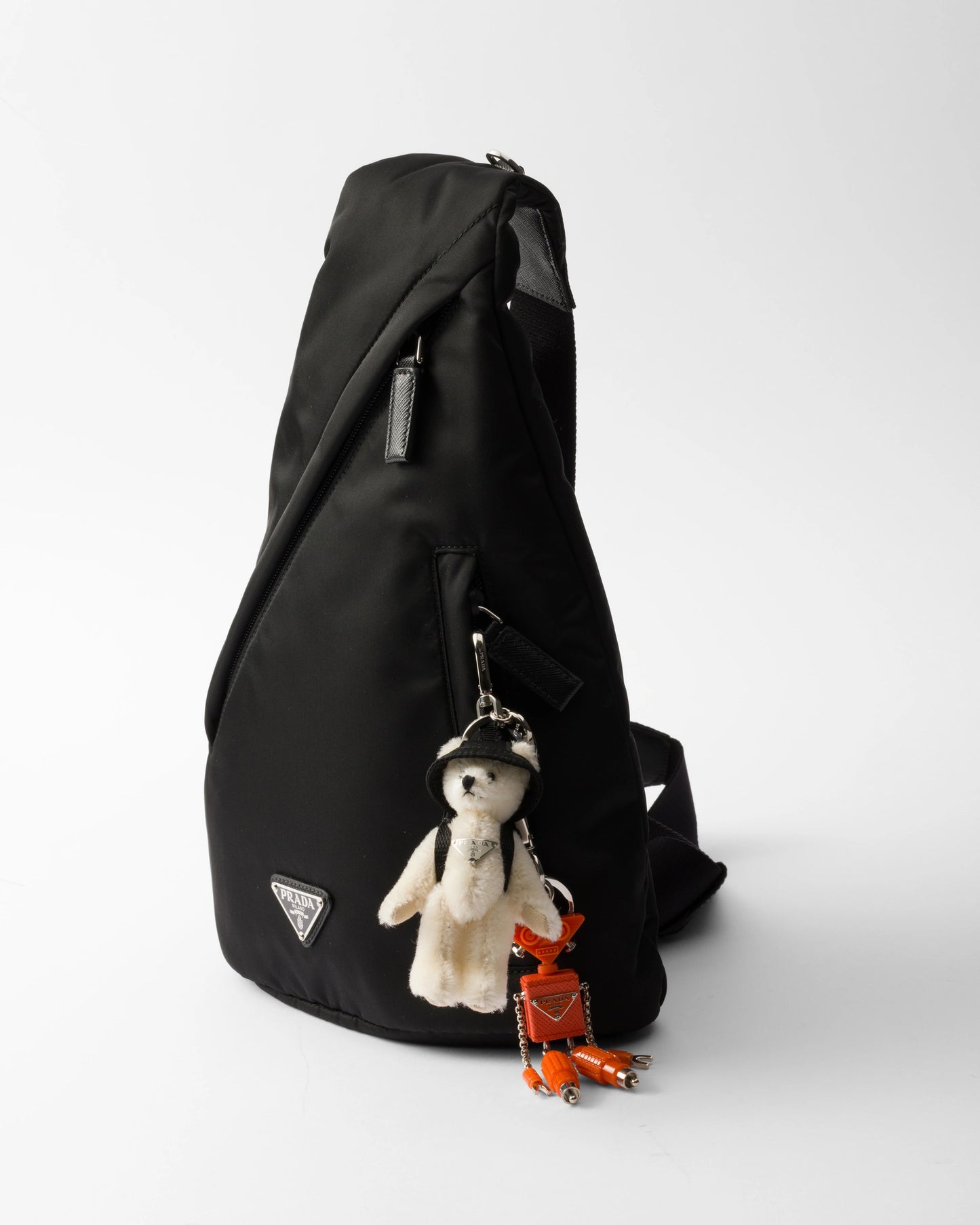 Robot Saffiano leather keychain charm