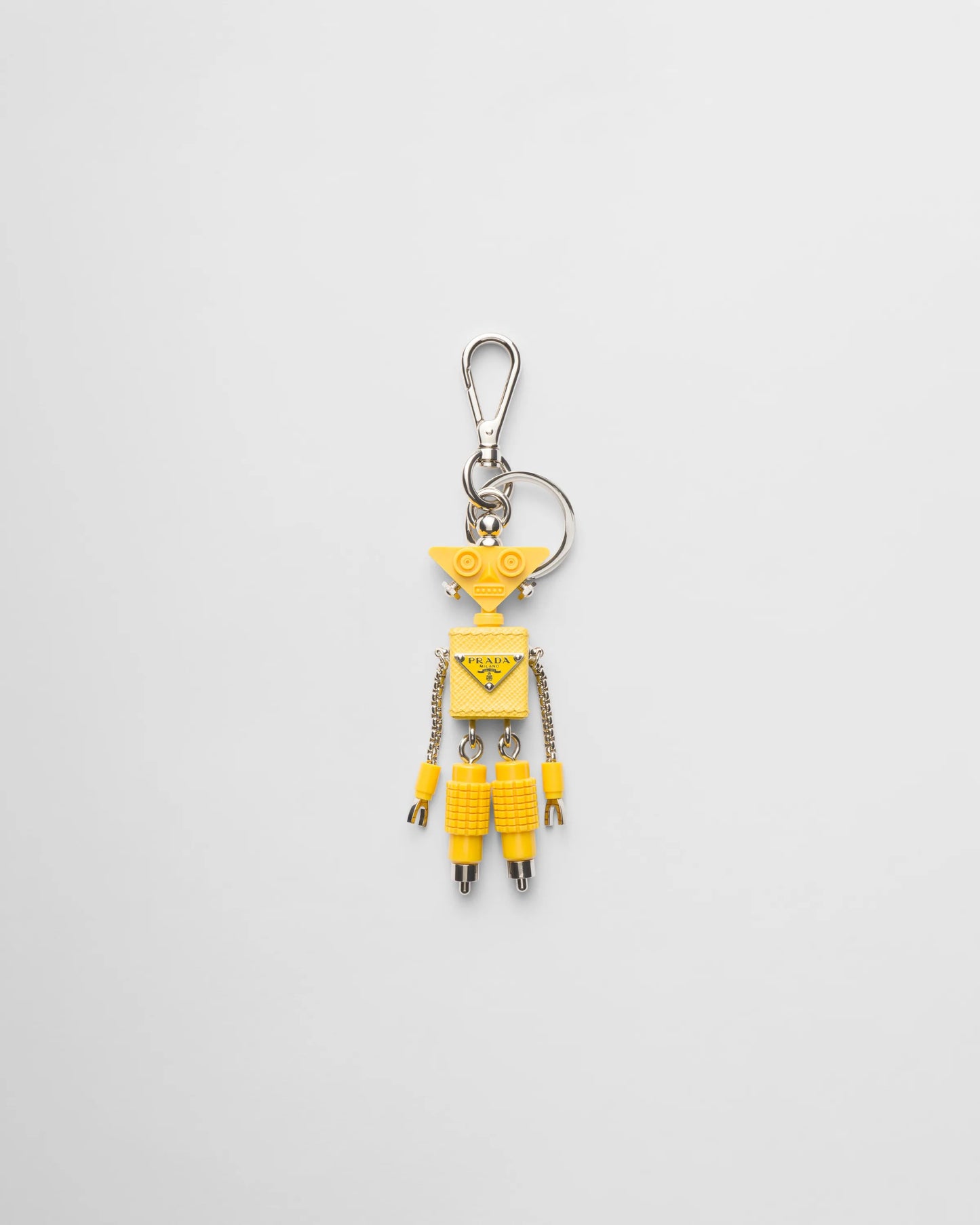 Robot Saffiano leather keychain charm