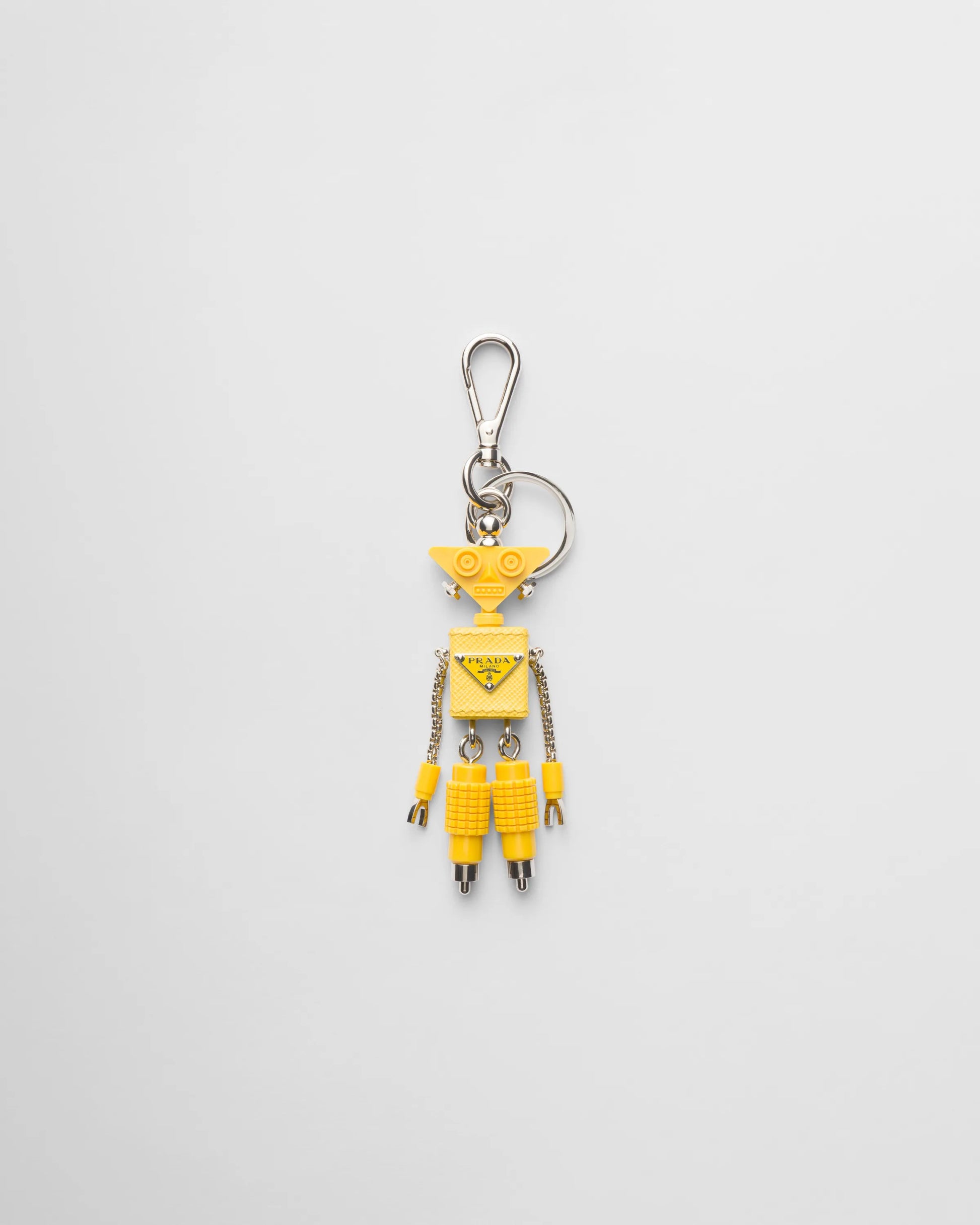 Robot Saffiano leather keychain charm
