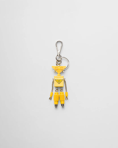 Robot Saffiano leather keychain charm