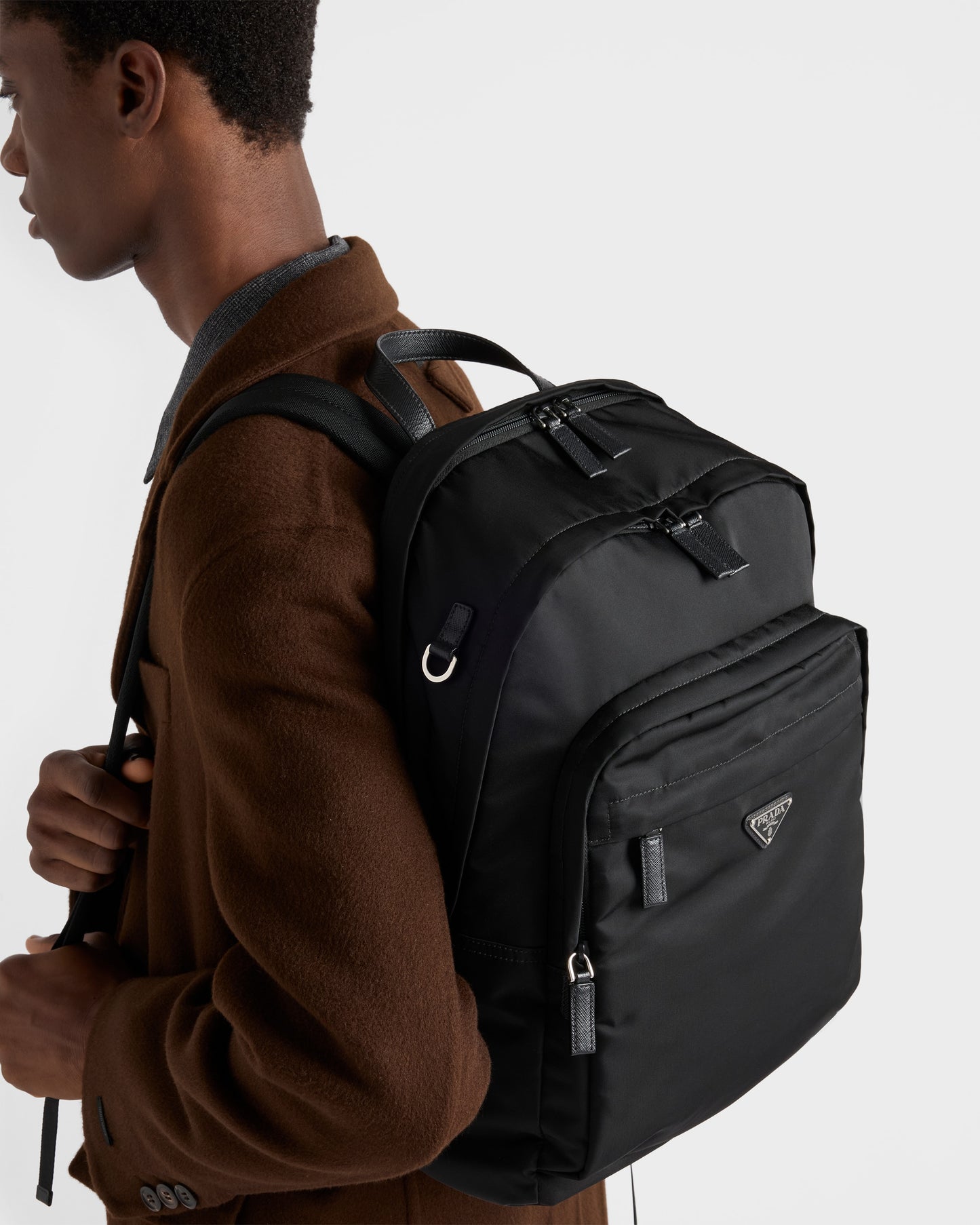 Re-Nylon and Saffiano leather backpack
