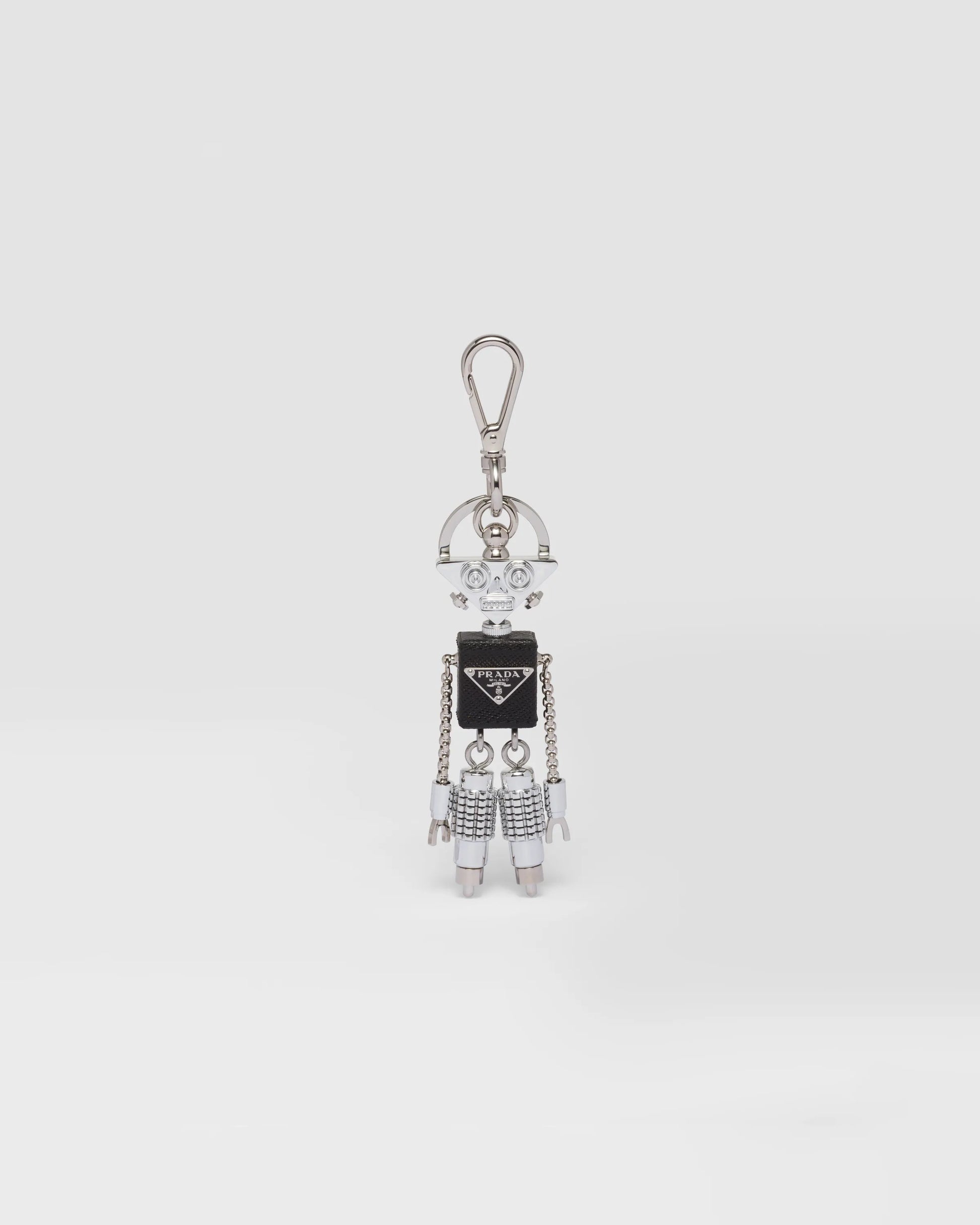Robot Saffiano leather keychain charm
