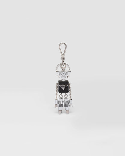 Robot Saffiano leather keychain charm