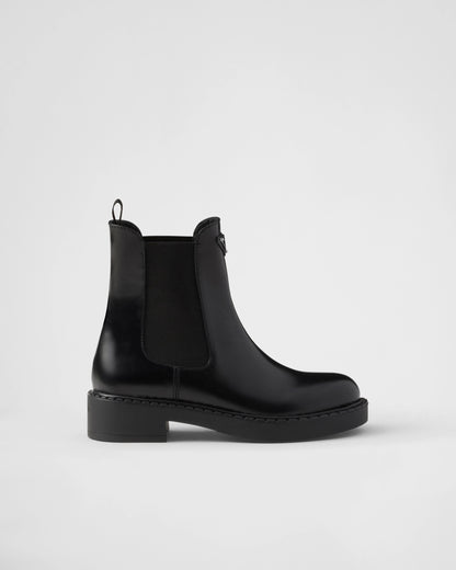 Chocolate brushed leather Chelsea booties