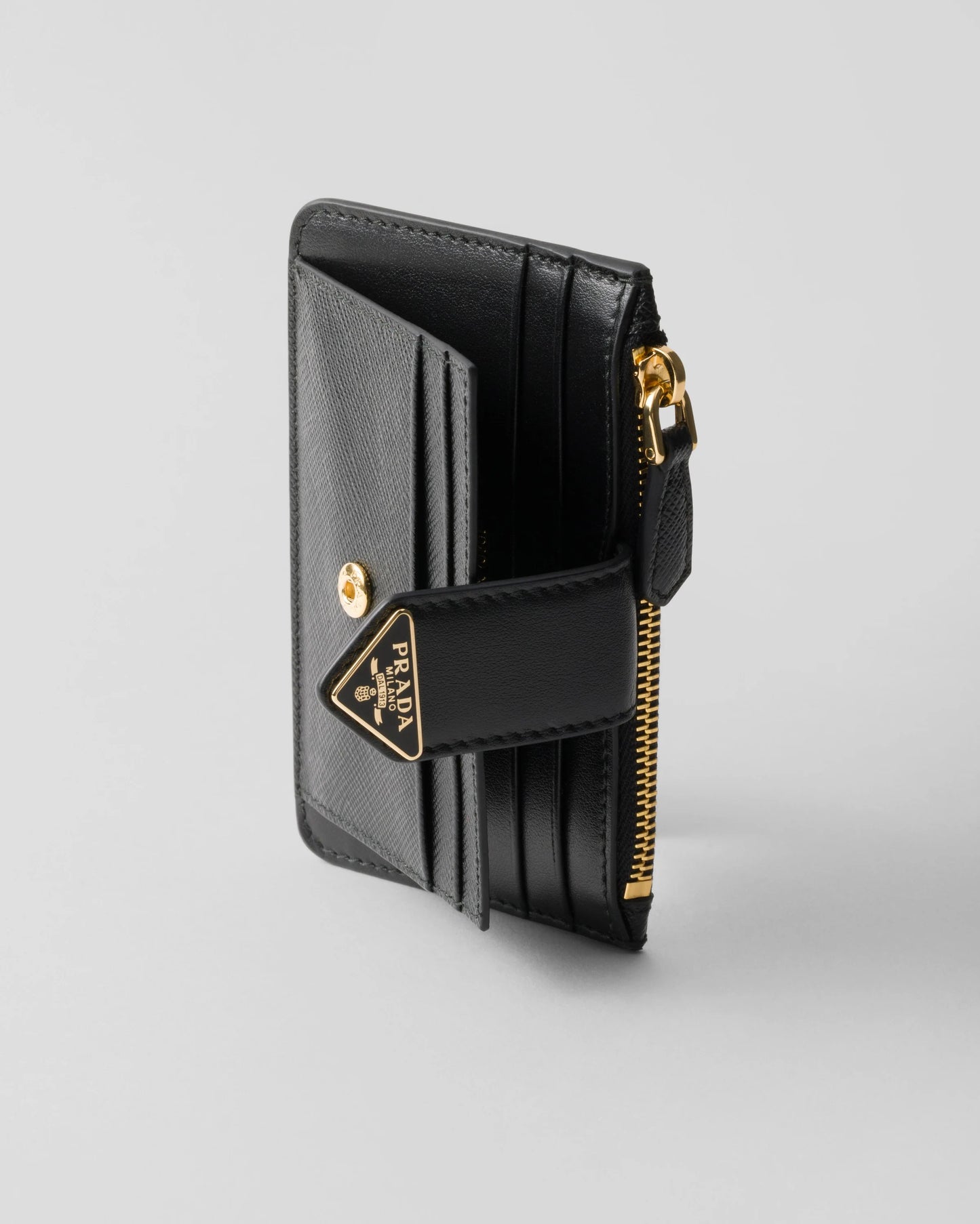 Saffiano and smooth leather card holder