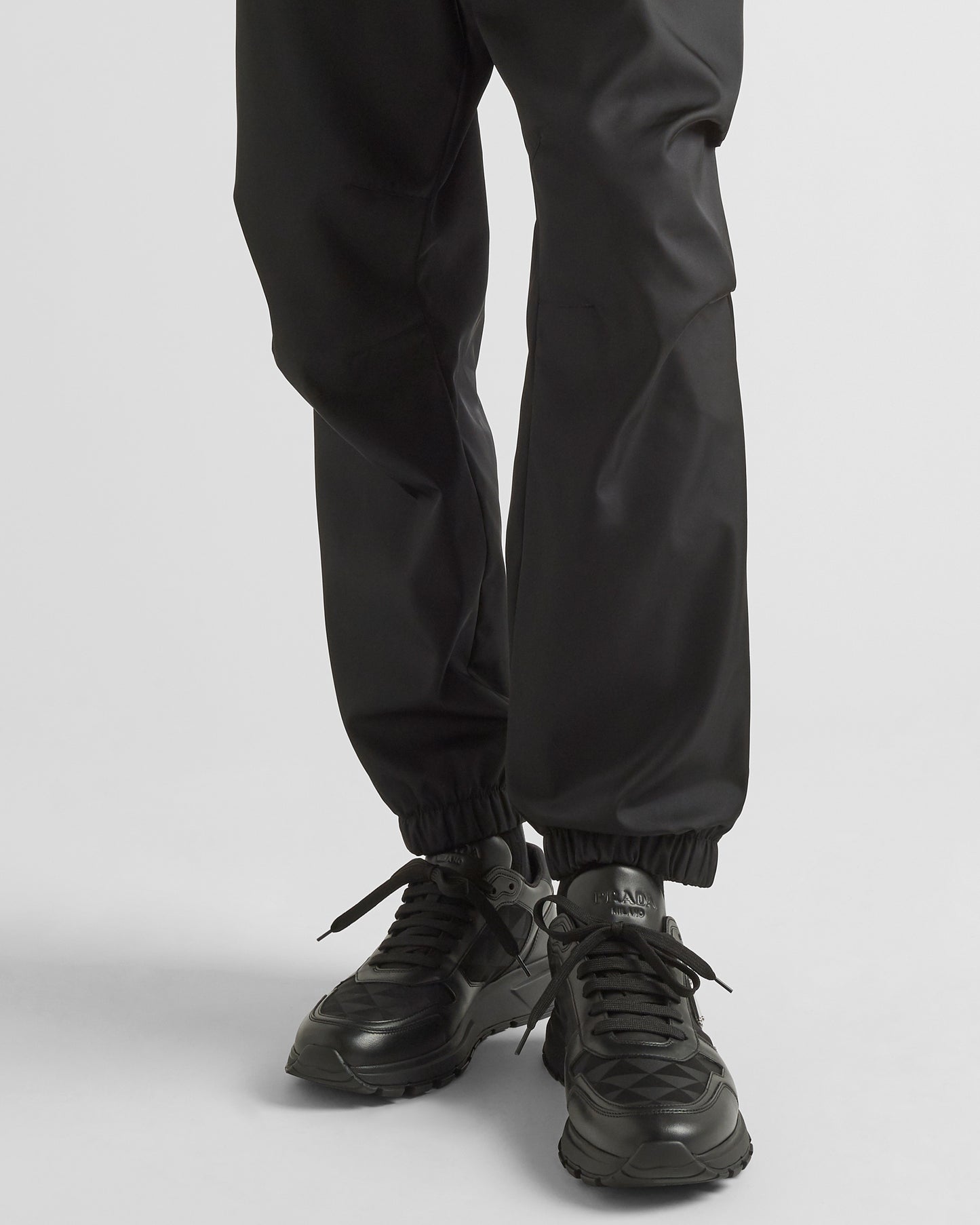 Leather and Re-Nylon high-top sneakers