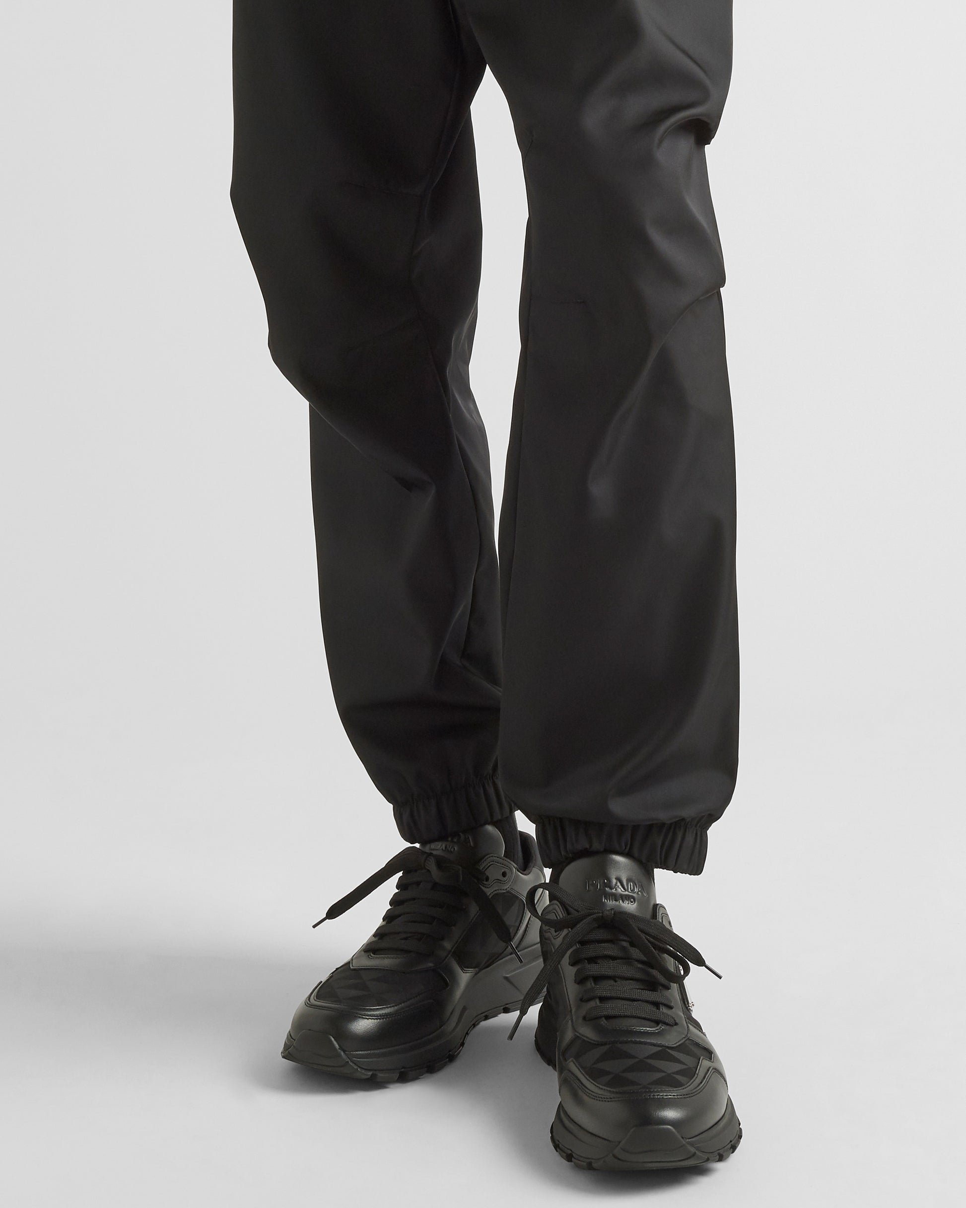 Leather and Re-Nylon high-top sneakers