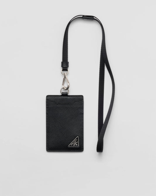Saffiano leather badge holder