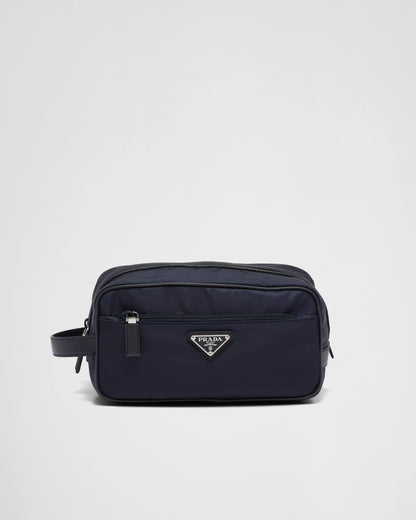 Re-Nylon and Saffiano leather travel pouch