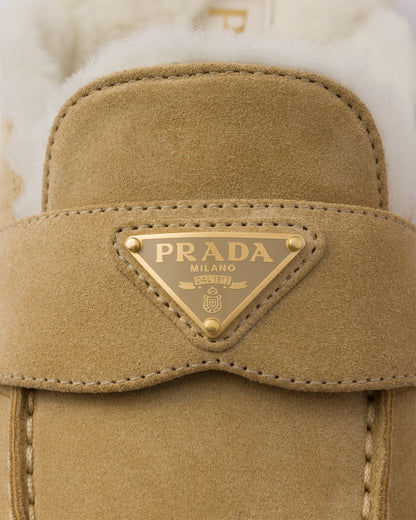 Suede and shearling slippers