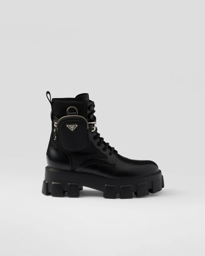 Monolith leather and Re-Nylon boots with pouch