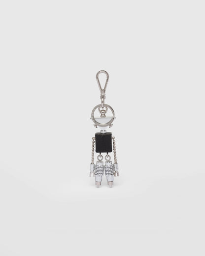 Robot Saffiano leather keychain charm