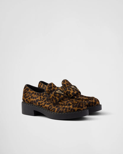 Chocolate printed leather loafers