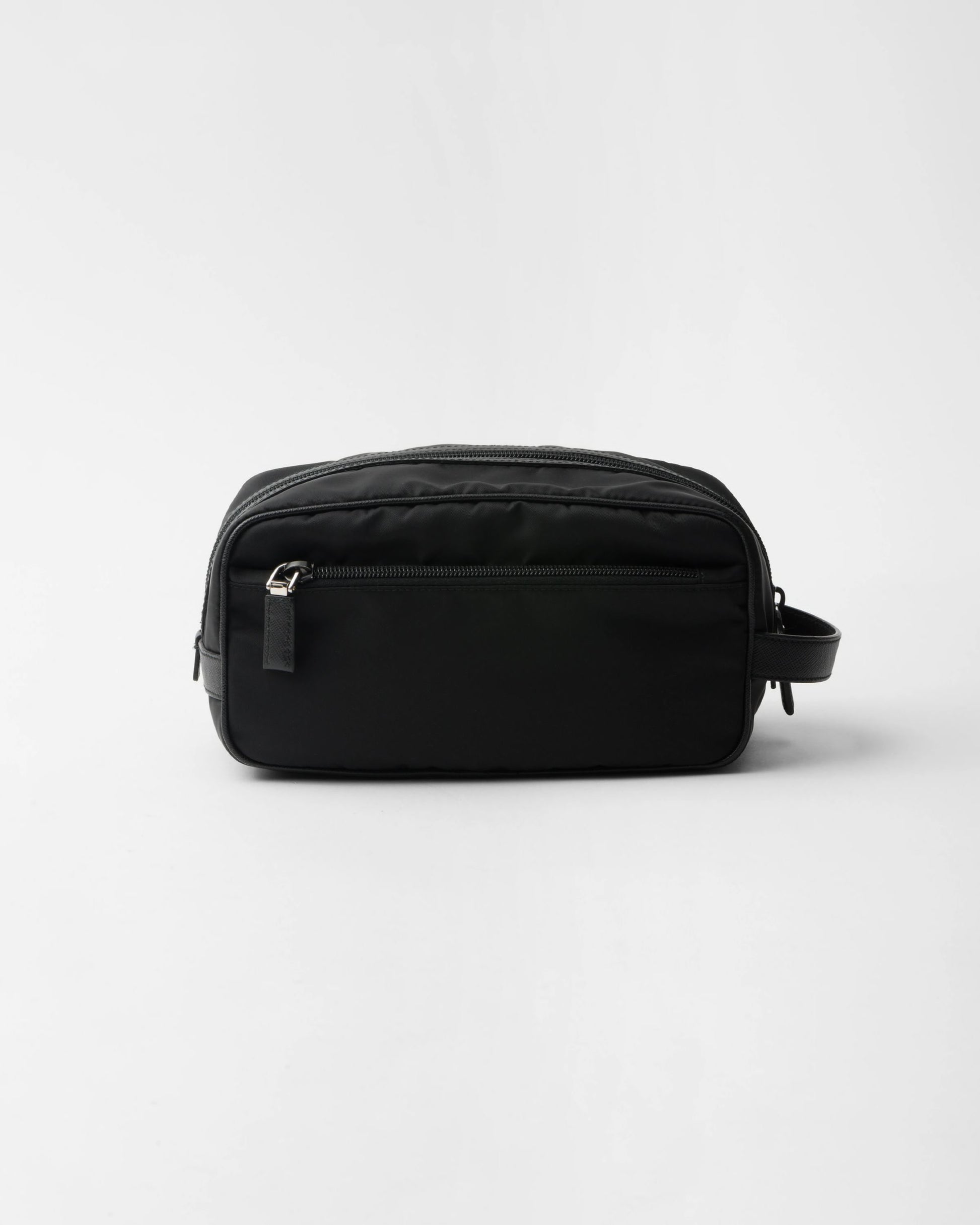 Re-Nylon and Saffiano leather travel pouch