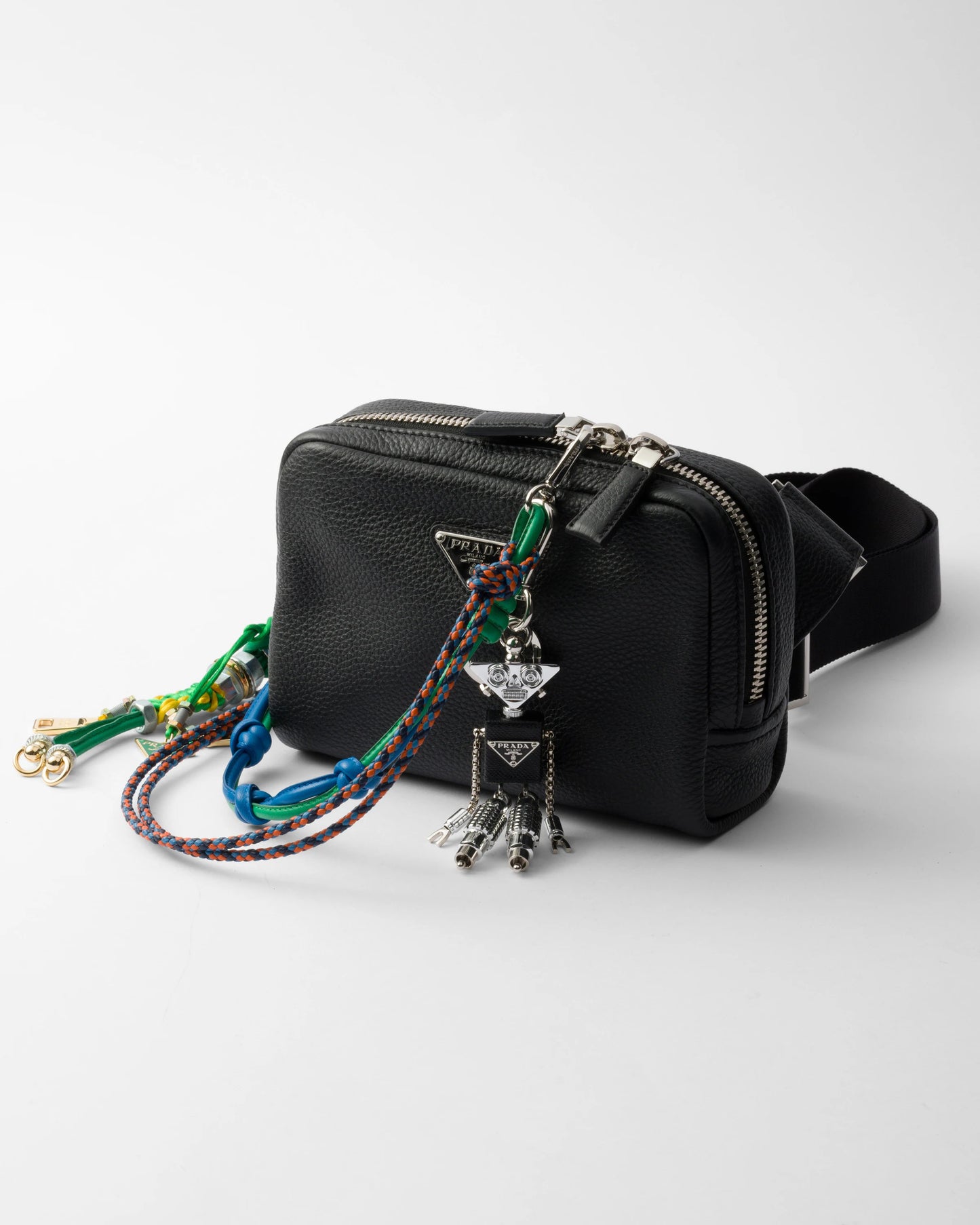 Robot Saffiano leather keychain charm