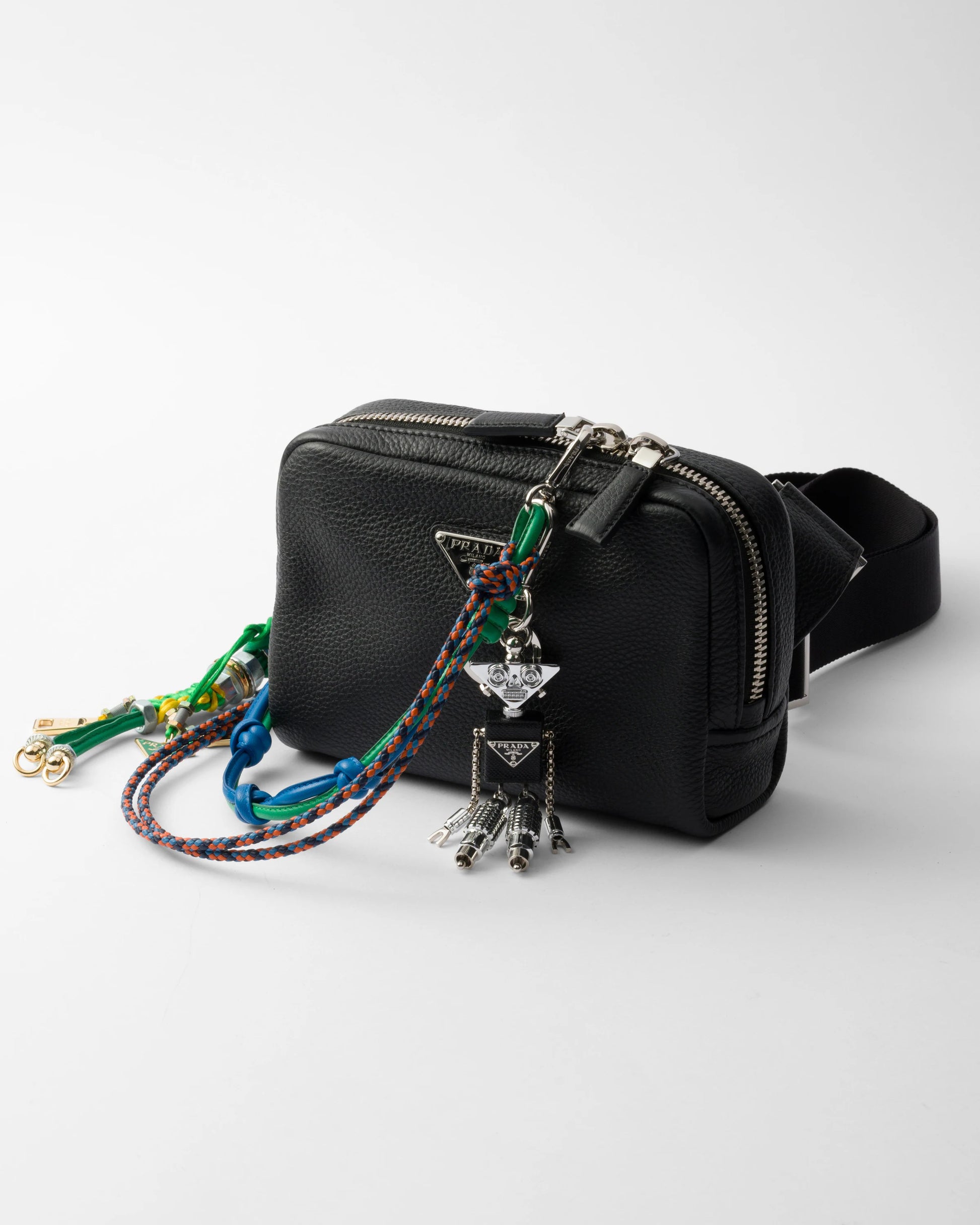 Robot Saffiano leather keychain charm