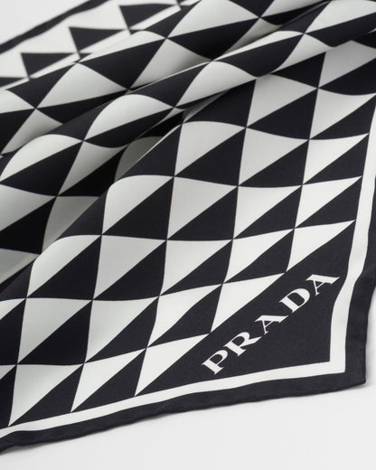 Printed silk twill scarf 55