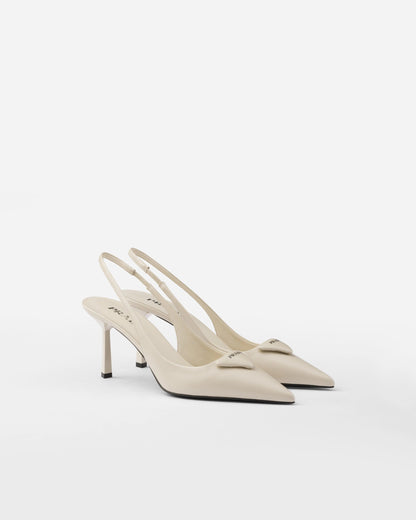 Saffiano patent leather slingback pumps