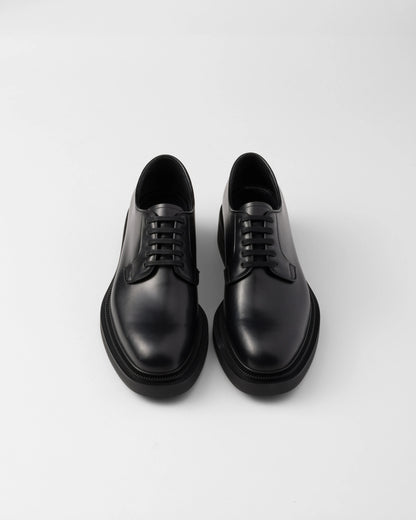 Brushed leather derby shoes