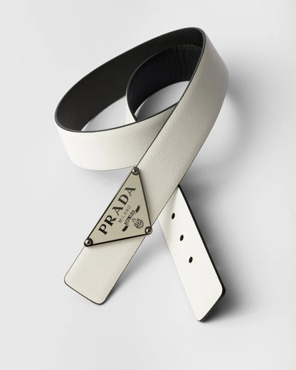Reversible Saffiano leather belt strap