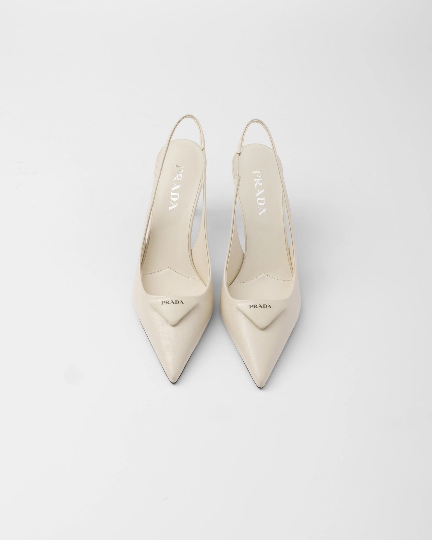 Saffiano patent leather slingback pumps